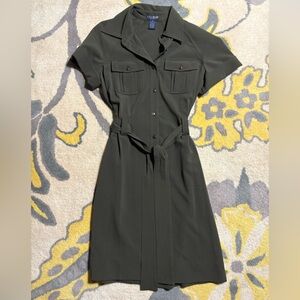 Dark Green Belted Dress